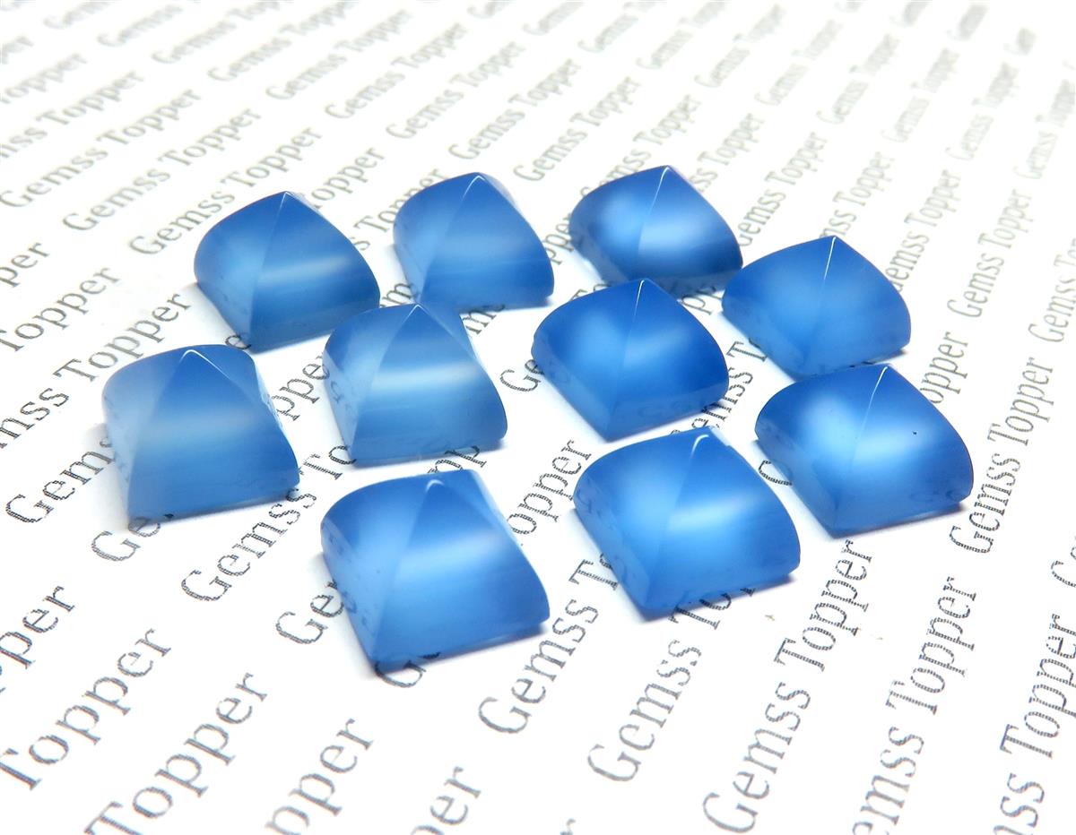 Turkish Blue Chalcedony 10x10 mm Pyramid Cabochon